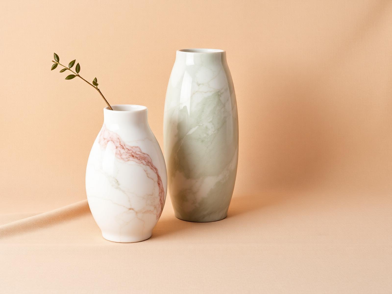 Trio of marble vases
