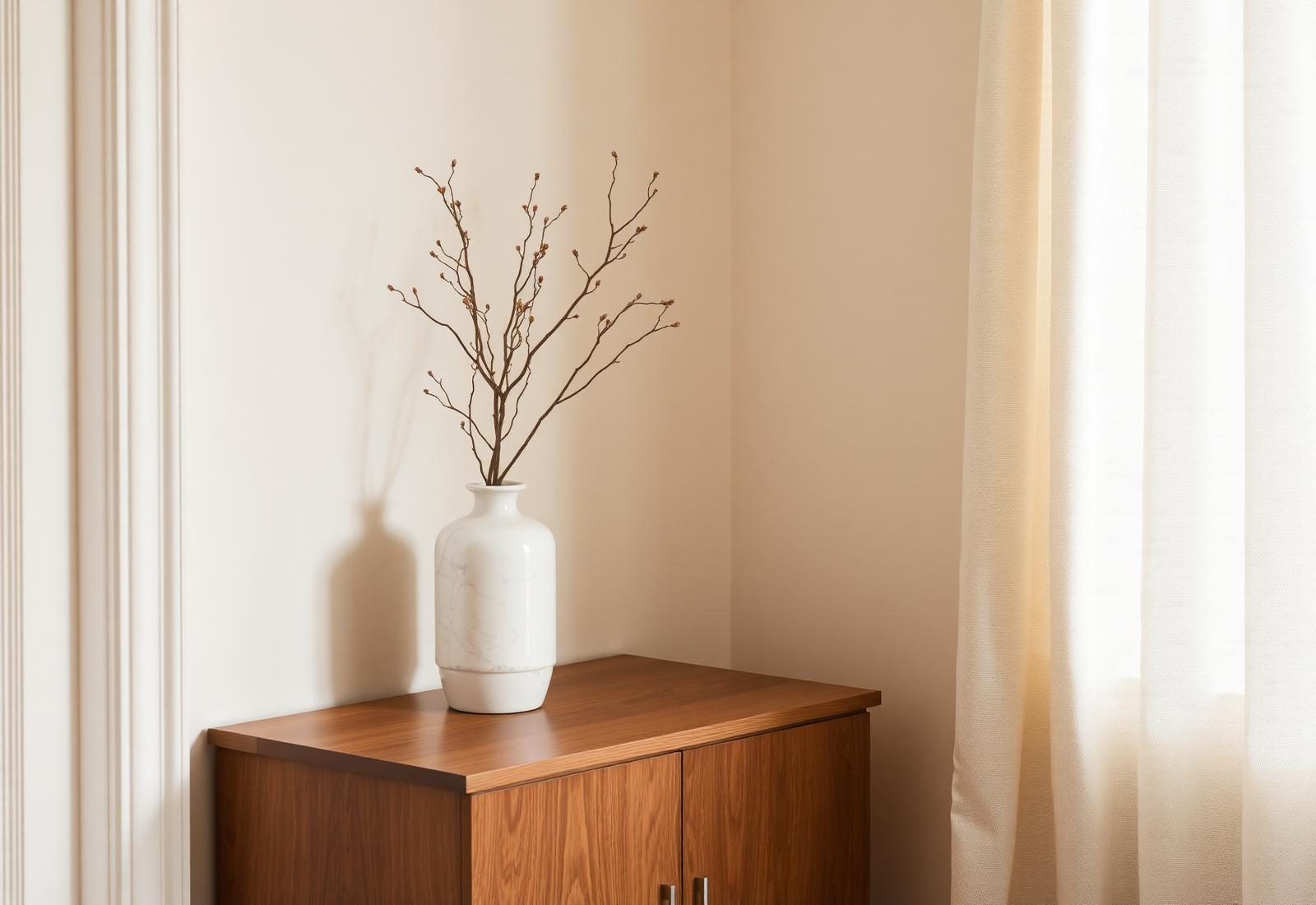 Marble vase in calm interior
